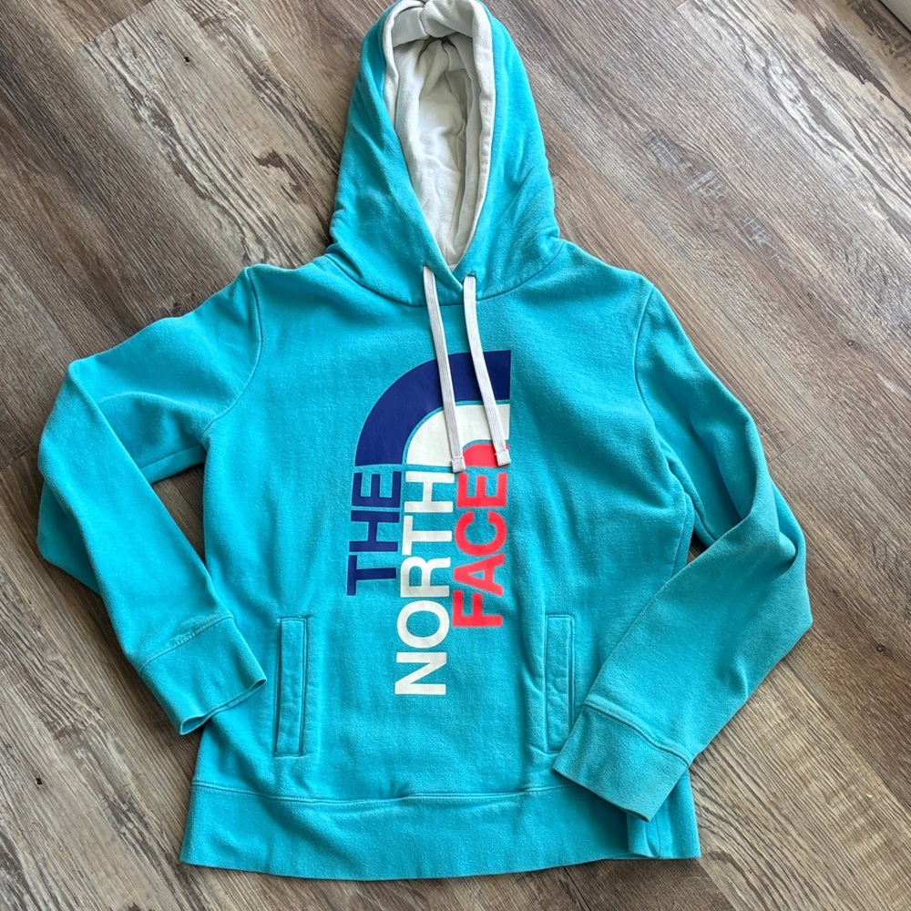 The North Face Teal and White Hoodie